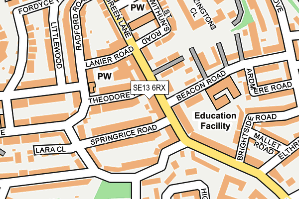 SE13 6RX map - OS OpenMap – Local (Ordnance Survey)