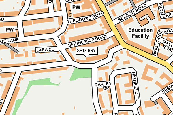 SE13 6RY map - OS OpenMap – Local (Ordnance Survey)