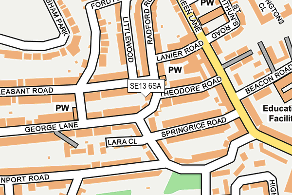 SE13 6SA map - OS OpenMap – Local (Ordnance Survey)