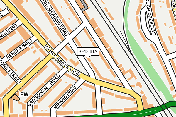 SE13 6TA map - OS OpenMap – Local (Ordnance Survey)
