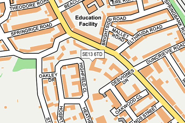 SE13 6TD map - OS OpenMap – Local (Ordnance Survey)