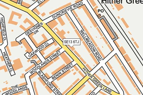 SE13 6TJ map - OS OpenMap – Local (Ordnance Survey)