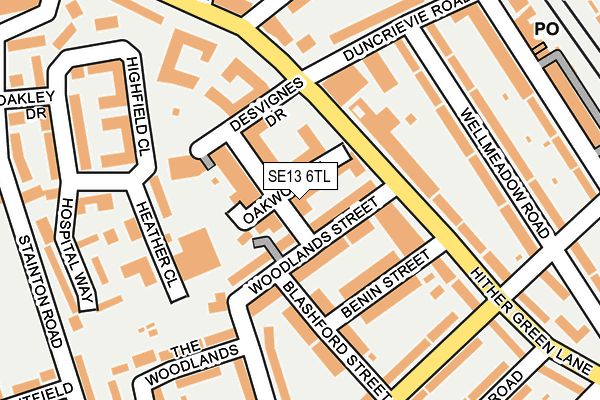 SE13 6TL map - OS OpenMap – Local (Ordnance Survey)