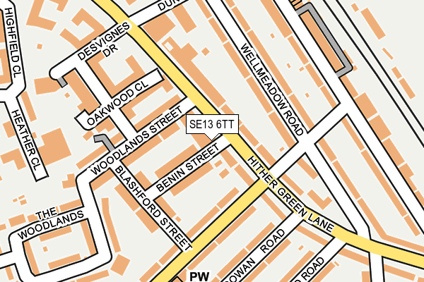 SE13 6TT map - OS OpenMap – Local (Ordnance Survey)