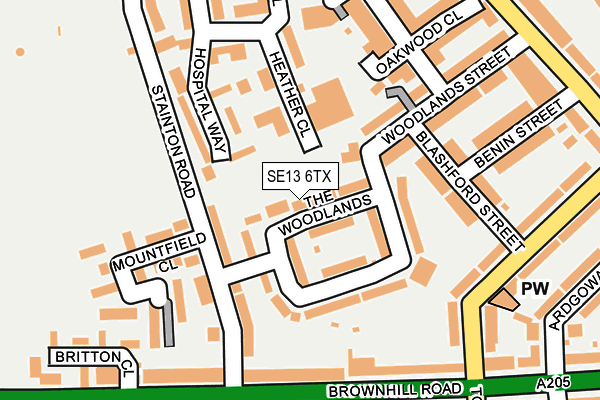 SE13 6TX map - OS OpenMap – Local (Ordnance Survey)