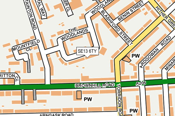 SE13 6TY map - OS OpenMap – Local (Ordnance Survey)