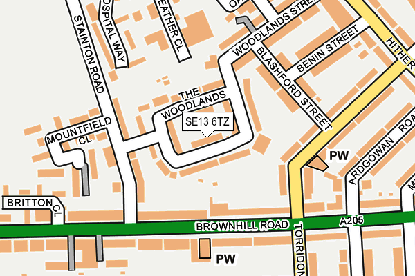 SE13 6TZ map - OS OpenMap – Local (Ordnance Survey)