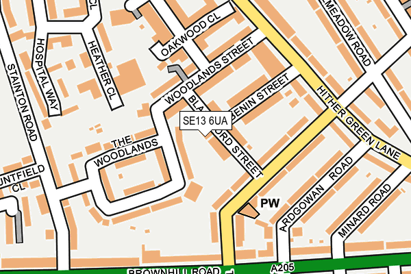 SE13 6UA map - OS OpenMap – Local (Ordnance Survey)