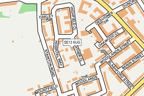 SE13 6UG map - OS OpenMap – Local (Ordnance Survey)
