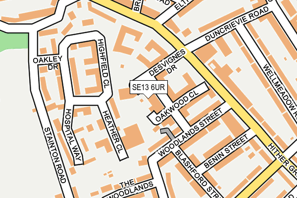 SE13 6UR map - OS OpenMap – Local (Ordnance Survey)