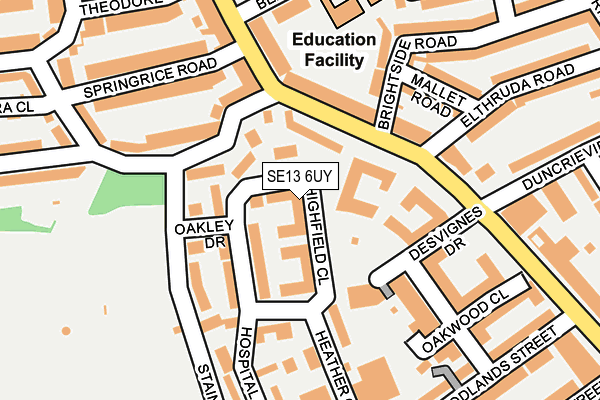 SE13 6UY map - OS OpenMap – Local (Ordnance Survey)