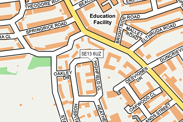 SE13 6UZ map - OS OpenMap – Local (Ordnance Survey)