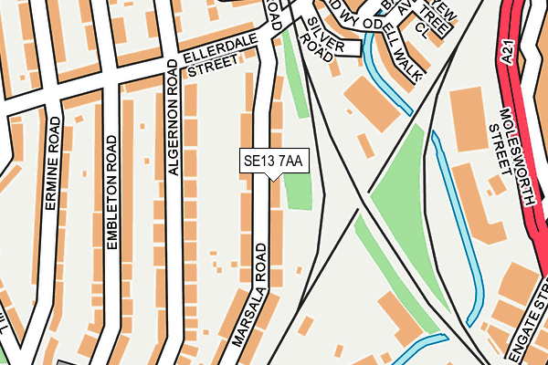 SE13 7AA map - OS OpenMap – Local (Ordnance Survey)