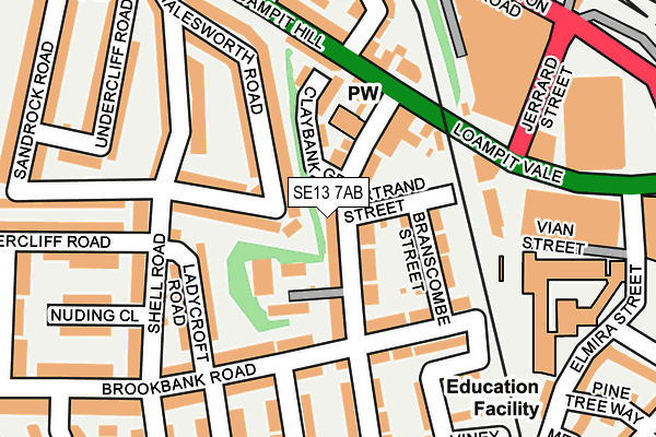 SE13 7AB map - OS OpenMap – Local (Ordnance Survey)