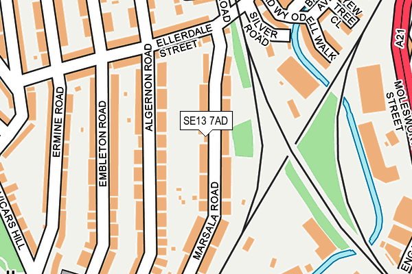 SE13 7AD map - OS OpenMap – Local (Ordnance Survey)