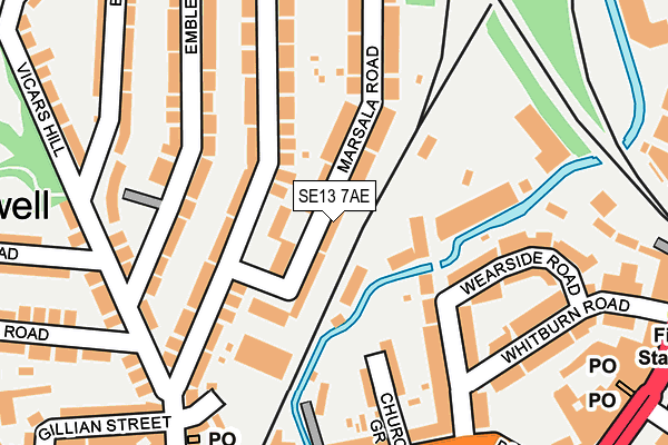 SE13 7AE map - OS OpenMap – Local (Ordnance Survey)