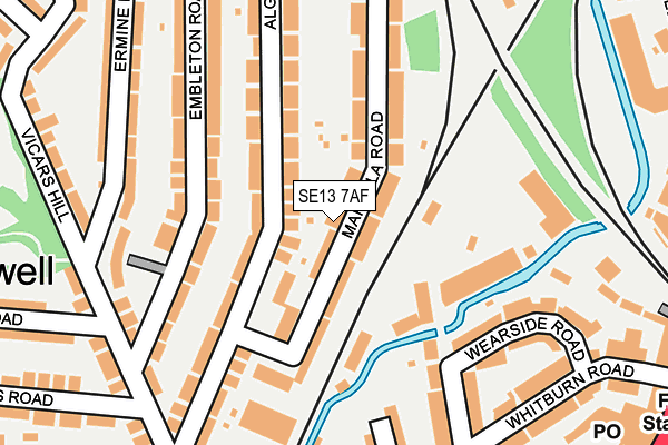 SE13 7AF map - OS OpenMap – Local (Ordnance Survey)