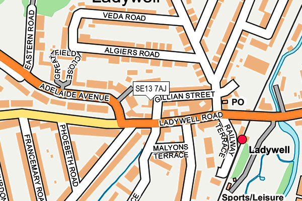 SE13 7AJ map - OS OpenMap – Local (Ordnance Survey)