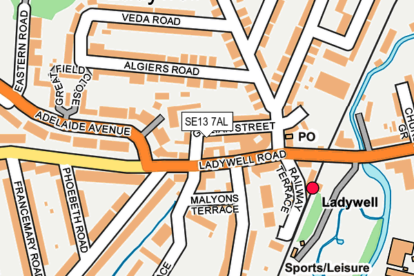 SE13 7AL map - OS OpenMap – Local (Ordnance Survey)