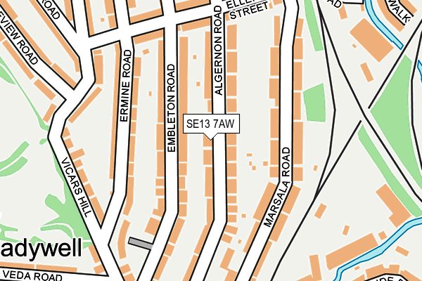 SE13 7AW map - OS OpenMap – Local (Ordnance Survey)