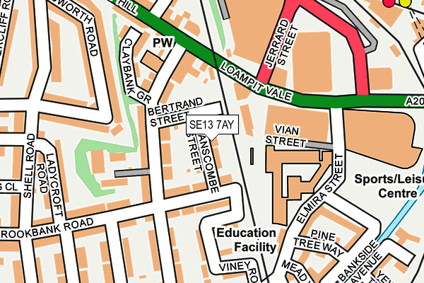 SE13 7AY map - OS OpenMap – Local (Ordnance Survey)