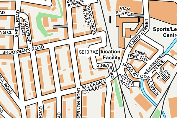 SE13 7AZ map - OS OpenMap – Local (Ordnance Survey)