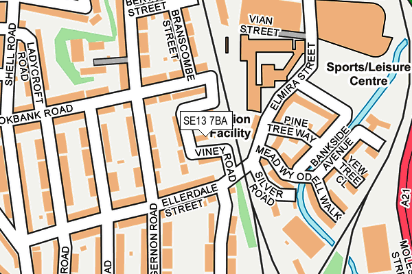 SE13 7BA map - OS OpenMap – Local (Ordnance Survey)