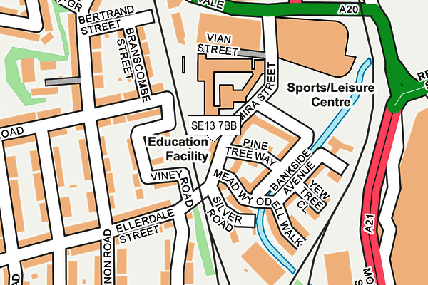 SE13 7BB map - OS OpenMap – Local (Ordnance Survey)