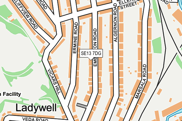 SE13 7DG map - OS OpenMap – Local (Ordnance Survey)