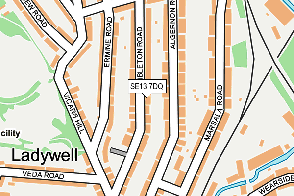SE13 7DQ map - OS OpenMap – Local (Ordnance Survey)