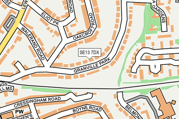 SE13 7DX map - OS OpenMap – Local (Ordnance Survey)
