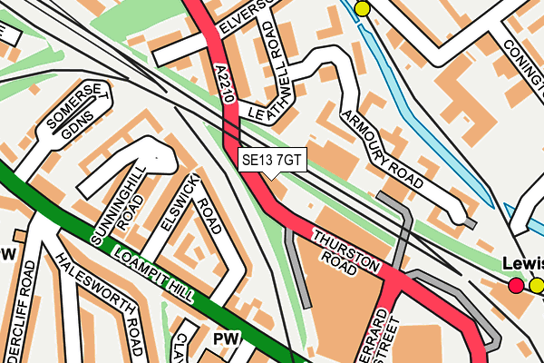 SE13 7GT map - OS OpenMap – Local (Ordnance Survey)