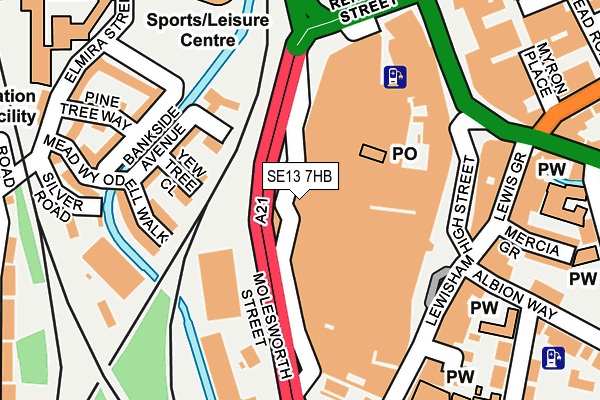 SE13 7HB map - OS OpenMap – Local (Ordnance Survey)