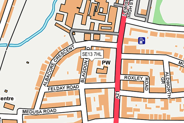 SE13 7HL map - OS OpenMap – Local (Ordnance Survey)