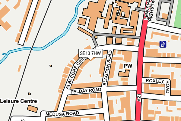 SE13 7HW map - OS OpenMap – Local (Ordnance Survey)
