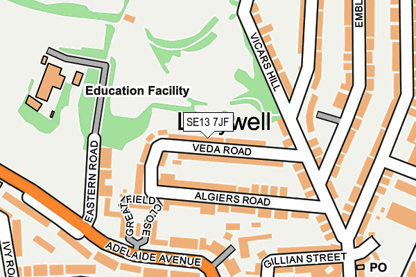 SE13 7JF map - OS OpenMap – Local (Ordnance Survey)