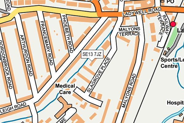 SE13 7JZ map - OS OpenMap – Local (Ordnance Survey)