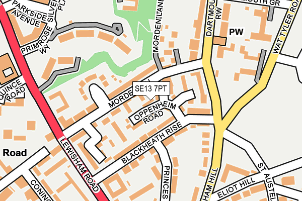 SE13 7PT map - OS OpenMap – Local (Ordnance Survey)