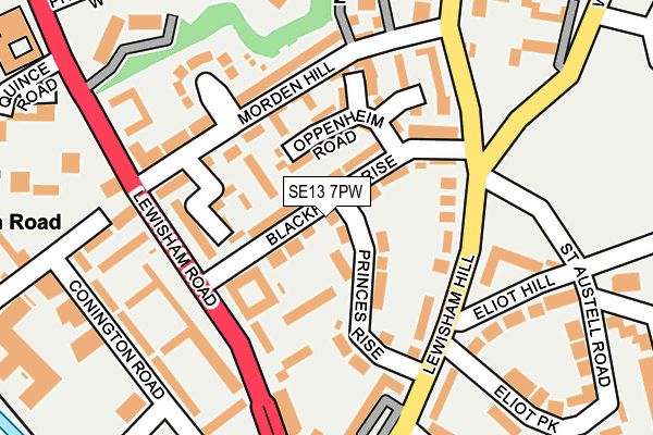 SE13 7PW map - OS OpenMap – Local (Ordnance Survey)