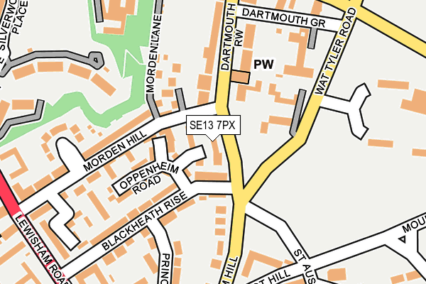 SE13 7PX map - OS OpenMap – Local (Ordnance Survey)