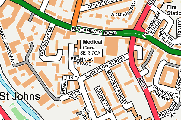 SE13 7QA map - OS OpenMap – Local (Ordnance Survey)