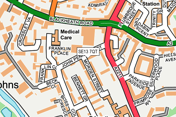 SE13 7QT map - OS OpenMap – Local (Ordnance Survey)