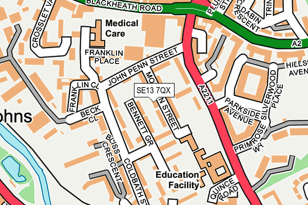 SE13 7QX map - OS OpenMap – Local (Ordnance Survey)