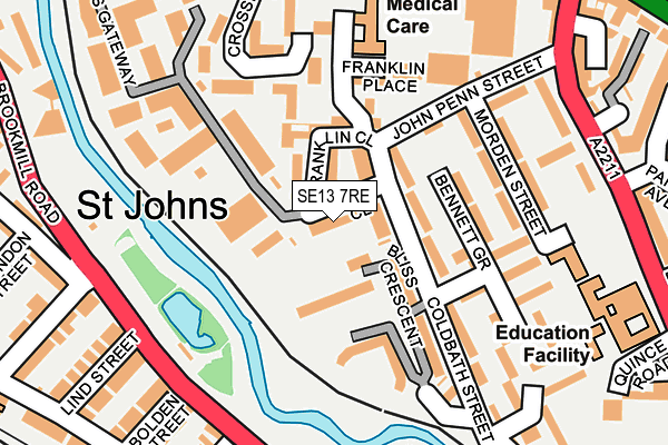 SE13 7RE map - OS OpenMap – Local (Ordnance Survey)