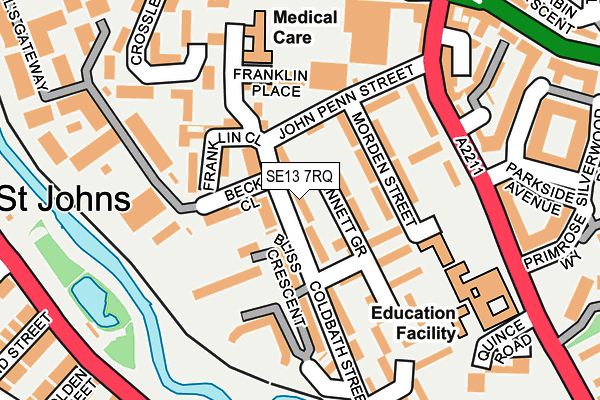 SE13 7RQ map - OS OpenMap – Local (Ordnance Survey)