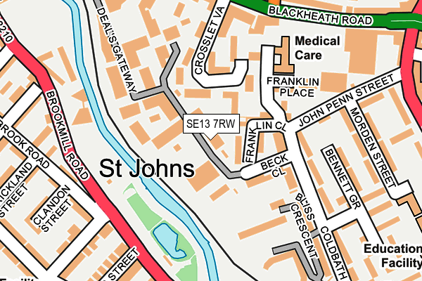 SE13 7RW map - OS OpenMap – Local (Ordnance Survey)
