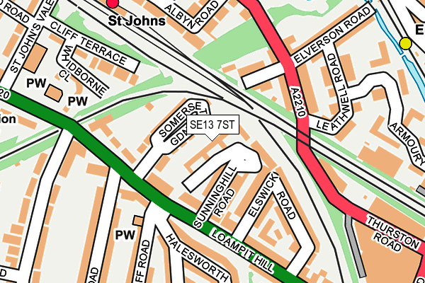 SE13 7ST map - OS OpenMap – Local (Ordnance Survey)