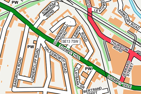 SE13 7SW map - OS OpenMap – Local (Ordnance Survey)
