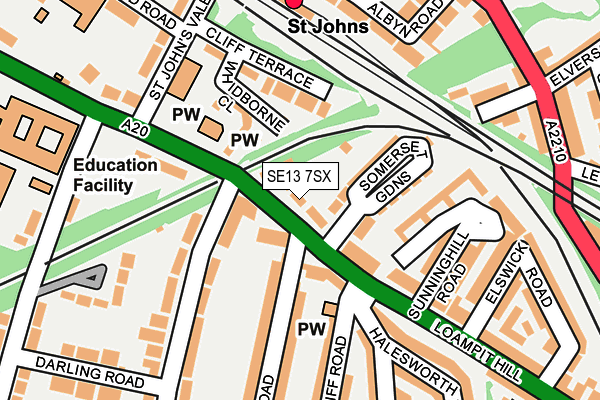 SE13 7SX map - OS OpenMap – Local (Ordnance Survey)