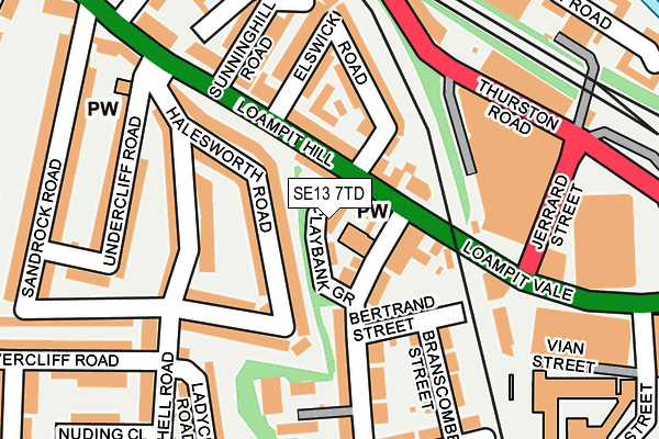SE13 7TD map - OS OpenMap – Local (Ordnance Survey)